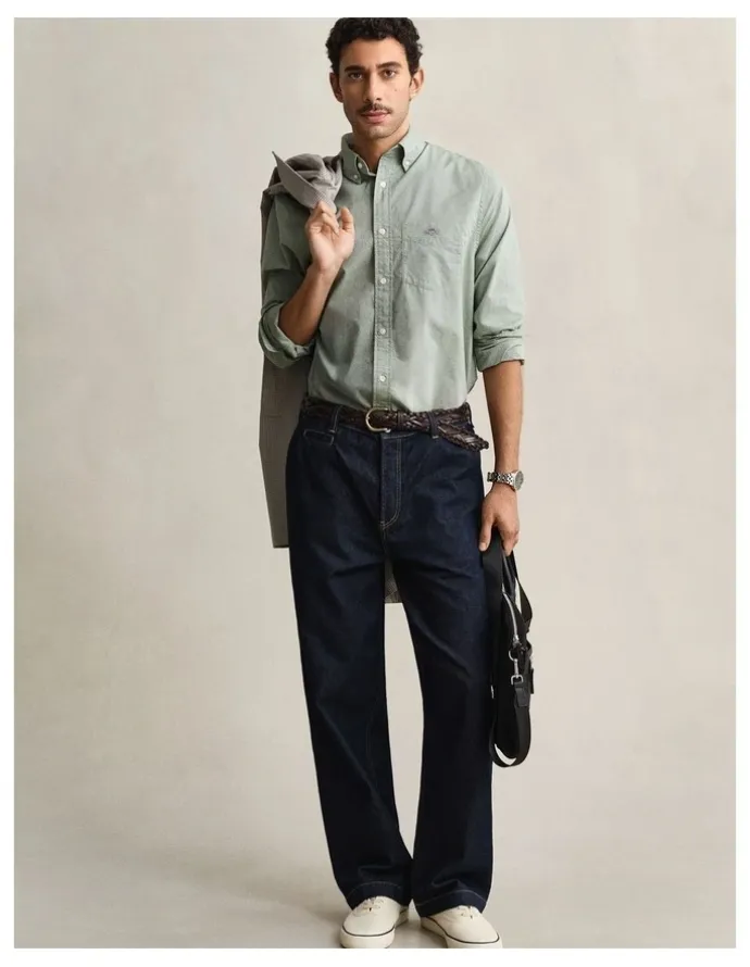 Gant Regular Fit Poplin Shirt in Herb Green