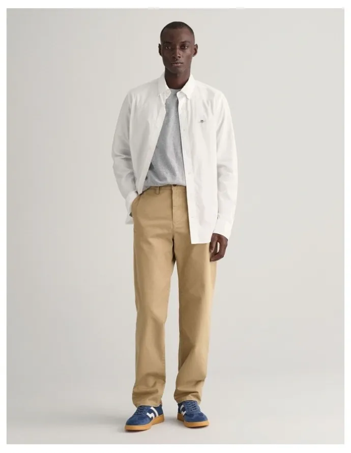 Gant Regular Fit Twill Chinos in Dark Khaki
