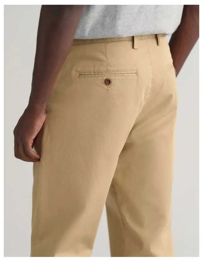 Gant Regular Fit Twill Chinos in Dark Khaki