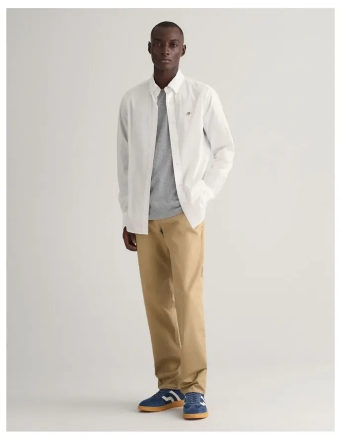 Gant Regular Fit Twill Chinos in Dark Khaki