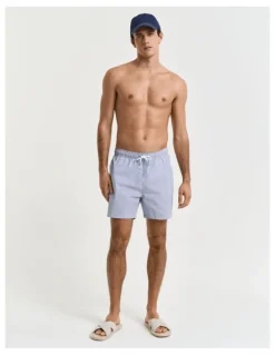 Gant Seersucker Swim Shorts in Rich Blue