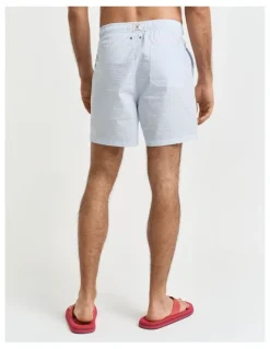 Gant Seersucker Swim Shorts in Fresh Blue