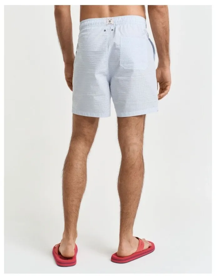 Gant Seersucker Swim Shorts in Fresh Blue