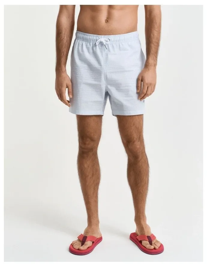 Gant Seersucker Swim Shorts in Fresh Blue