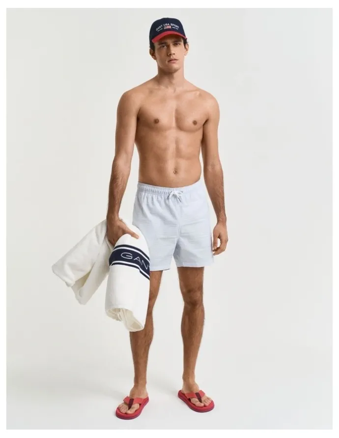 Gant Seersucker Swim Shorts in Fresh Blue