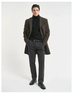 Gant Slim Fit Cotton Herringbone Pants in Antracite