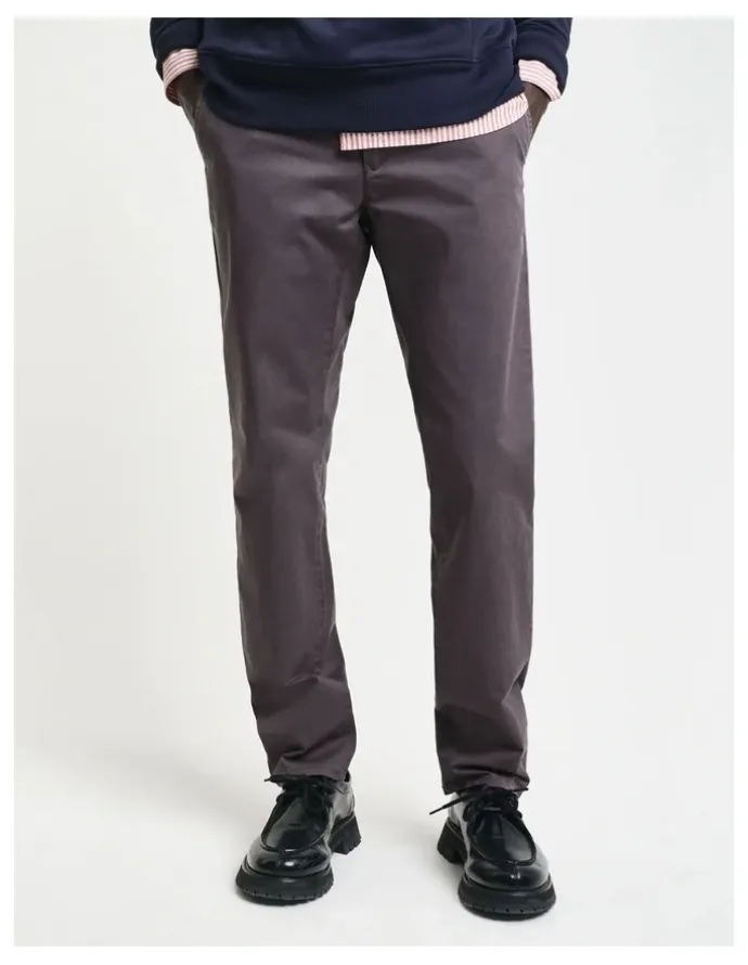Gant Slim Fit Twill Chinos in Antracite