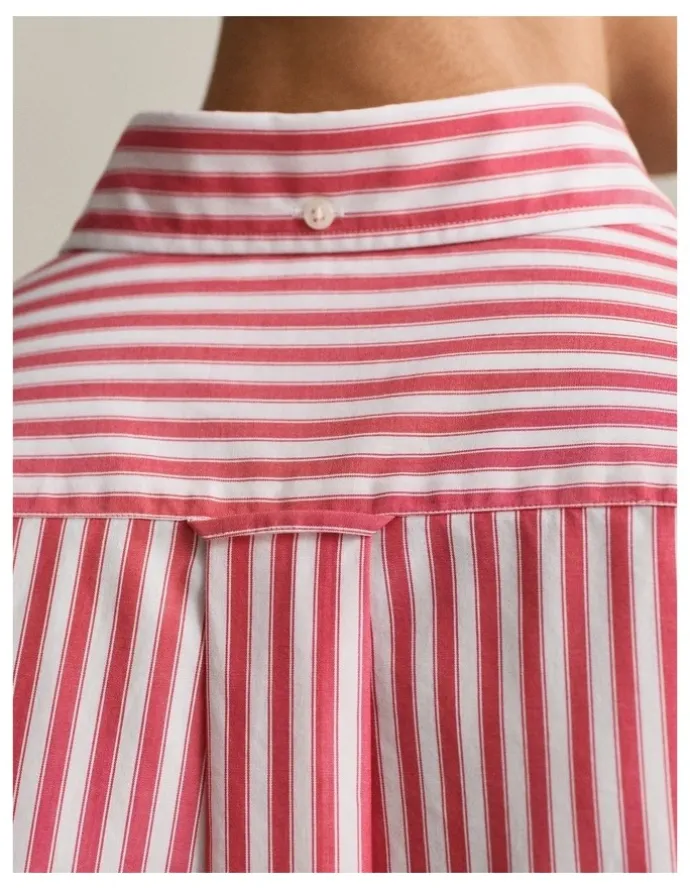 Gant Striped Classic Poplin Shirt in Rose Red