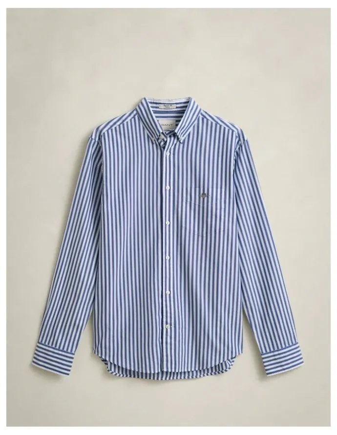 Gant Striped Classic Poplin Shirt in College Blue