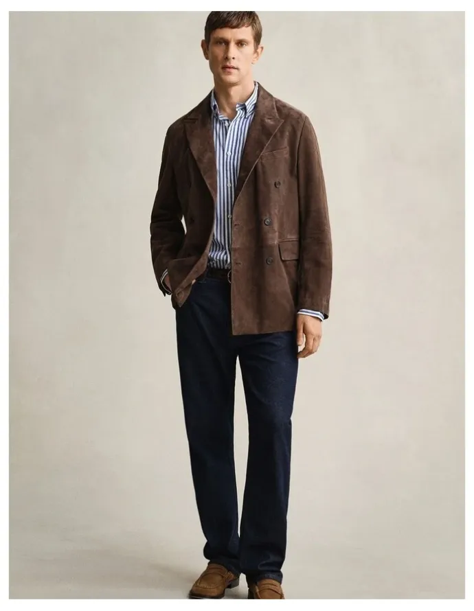 Gant Striped Classic Poplin Shirt in College Blue