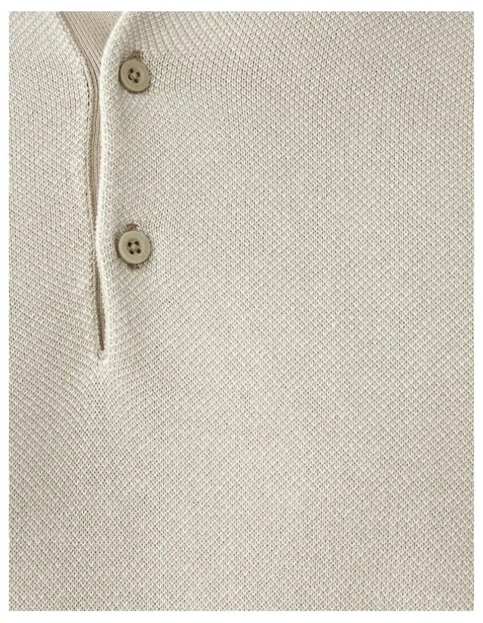 GAZMAN Birdseye Knit Polo in Stone