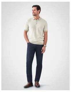 GAZMAN Birdseye Knit Polo in Stone