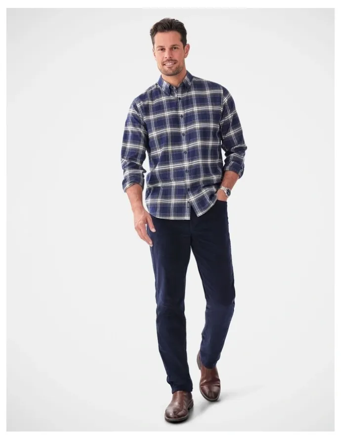 GAZMAN Brushed Twill Check Long Sleeve Shirt Charcoal
