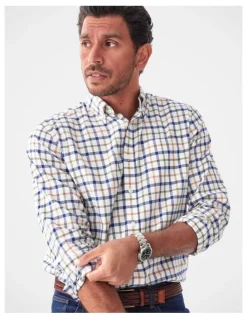 GAZMAN Brushed Twill Check Long Sleeve Shirt Multi Check