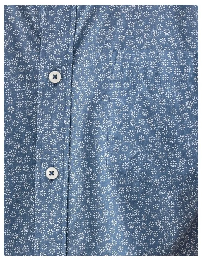 Gazman Casual Vintage Floral Print Short Sleeve Shirt Vintage Indigo