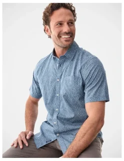 Gazman Casual Vintage Floral Print Short Sleeve Shirt Vintage Indigo