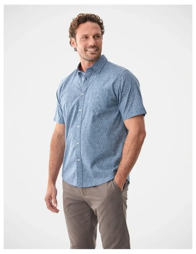 Gazman Casual Vintage Floral Print Short Sleeve Shirt Vintage Indigo