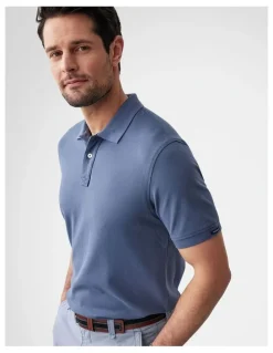 GAZMAN Classic Pique Polo in Denim