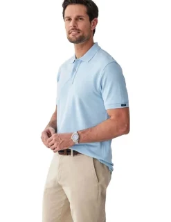 GAZMAN Classic Pique Polo in Sky Blue