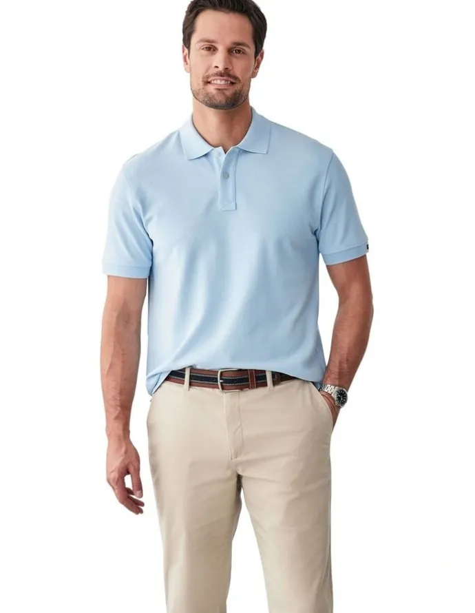 GAZMAN Classic Pique Polo in Sky Blue