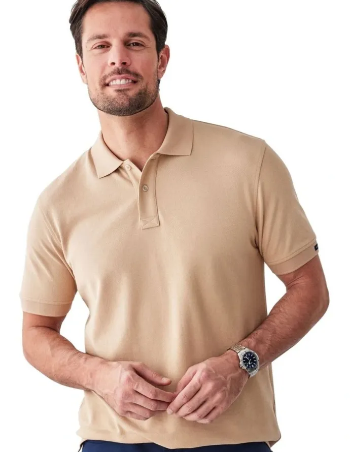GAZMAN Classic Pique Polo in Sand
