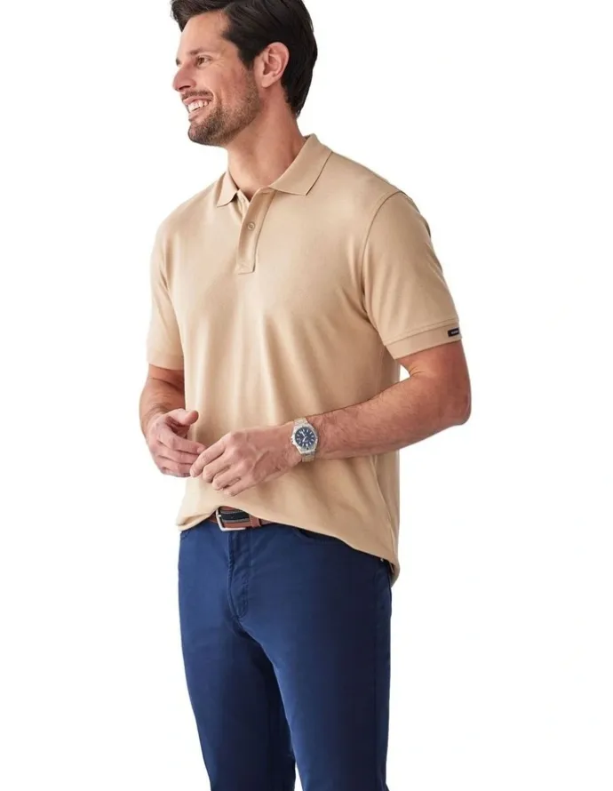 GAZMAN Classic Pique Polo in Sand