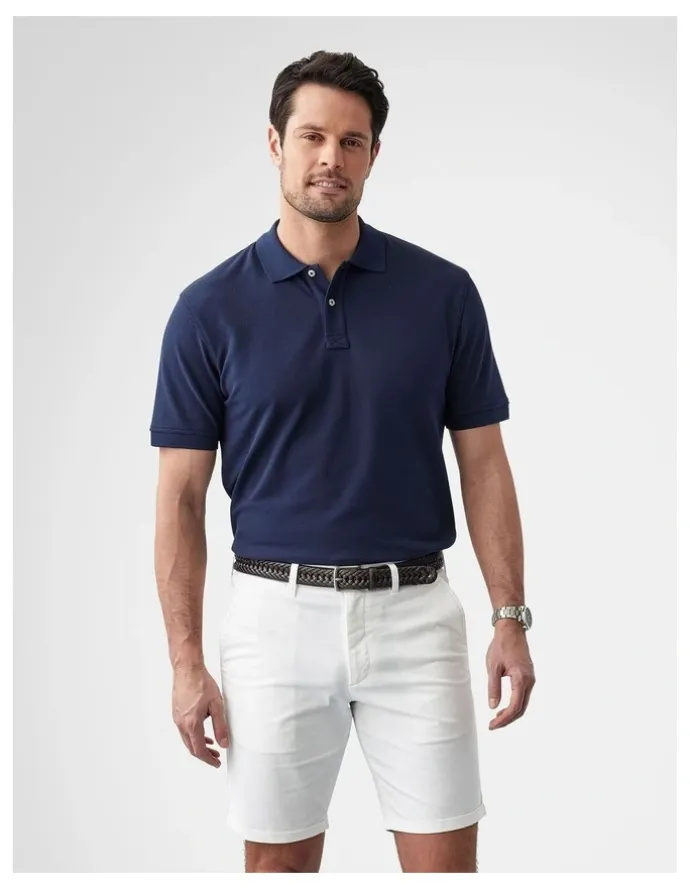 GAZMAN Classic Pique Polo T-shirt in Dark Navy