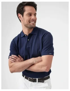 GAZMAN Classic Pique Polo T-shirt in Dark Navy