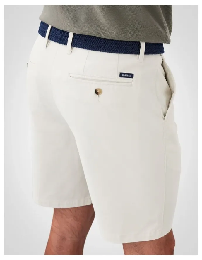 GAZMAN Comfort Stretch Twill Shorts in Stone