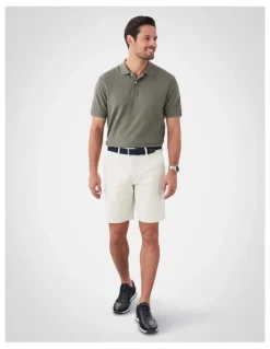 GAZMAN Comfort Stretch Twill Shorts in Stone