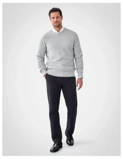 GAZMAN Cotton Textured Crew Knit in Light Grey