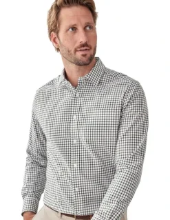 GAZMAN Easy Care Check Long Sleeve Shirt in Khaki
