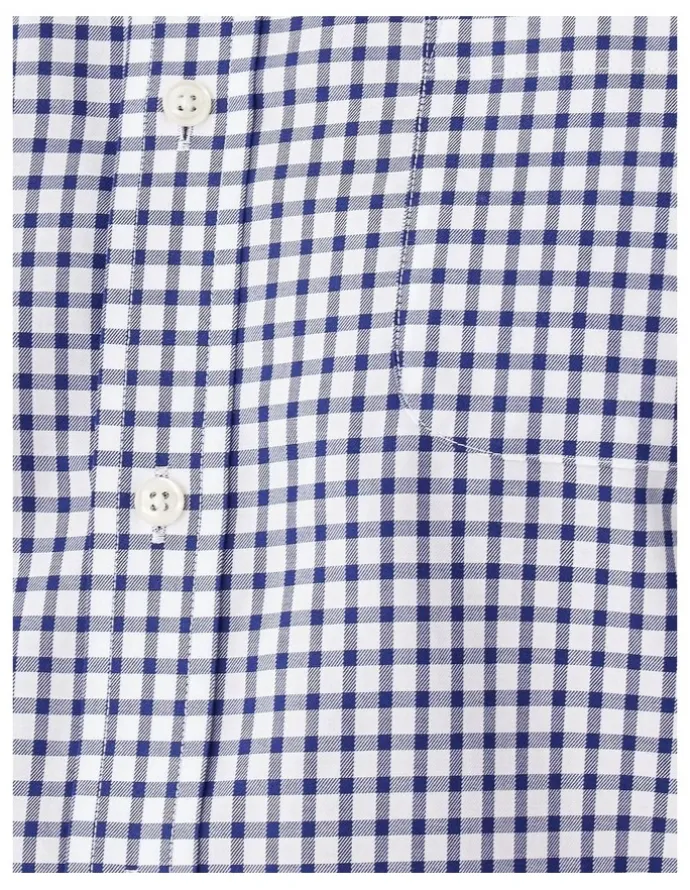 GAZMAN Easy Care Check Long Sleeve Shirt in Navy