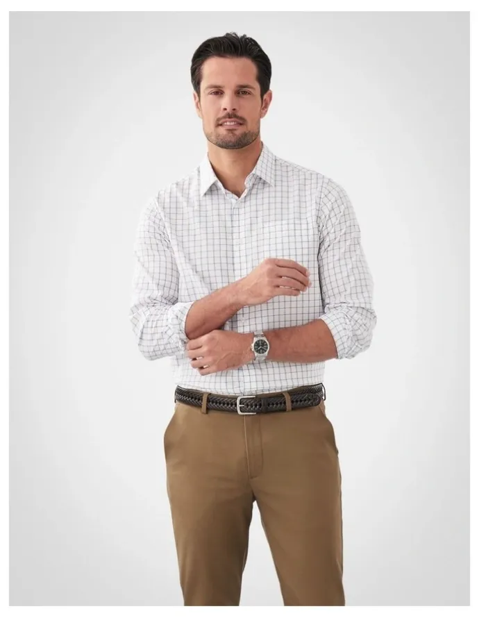 GAZMAN Easy Care Twill Check in White