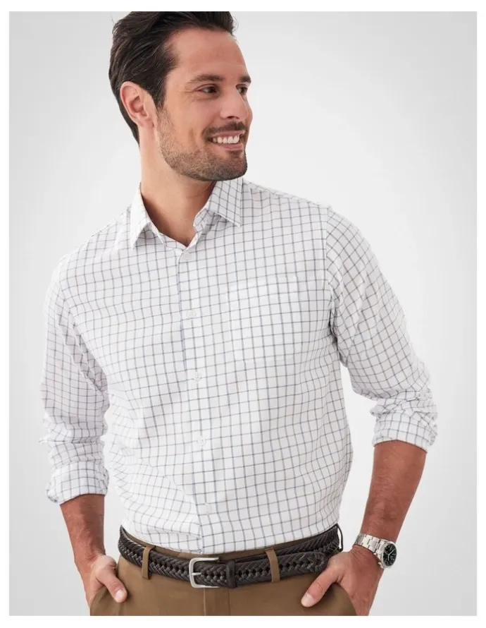 GAZMAN Easy Care Twill Check in White