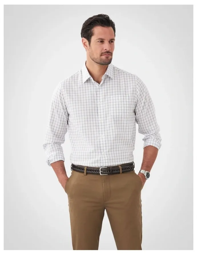 GAZMAN Easy Care Twill Check in White