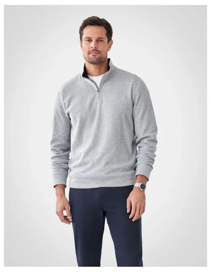 GAZMAN Half Zip Sweat in Grey Melange
