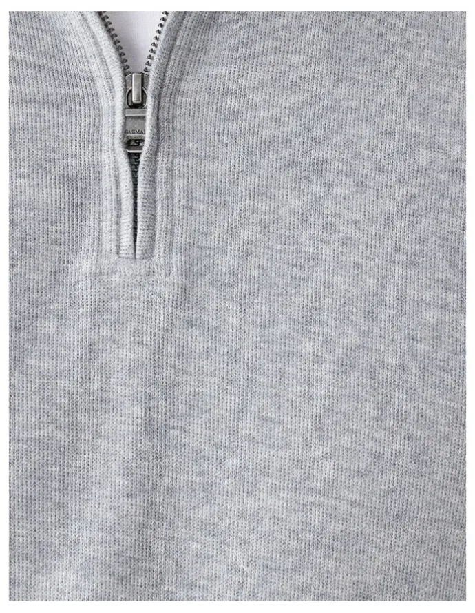 GAZMAN Half Zip Sweat in Grey Melange
