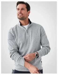 GAZMAN Half Zip Sweat in Grey Melange