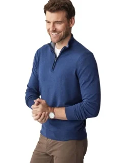 GAZMAN High Flex Half Zip Knit in Denim