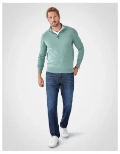 GAZMAN High Flex Half Zip Knit Jumper in Sage