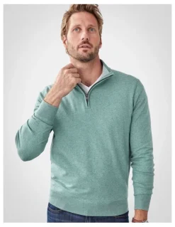 GAZMAN High Flex Half Zip Knit Jumper in Sage