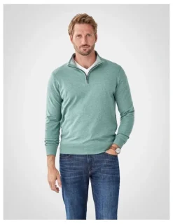 GAZMAN High Flex Half Zip Knit Jumper in Sage