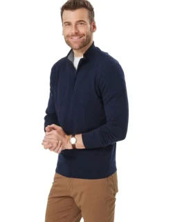 GAZMAN High Flex Half Zip Sweater in Navy