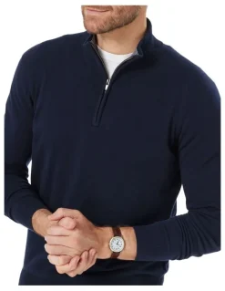 GAZMAN High Flex Half Zip Sweater in Navy