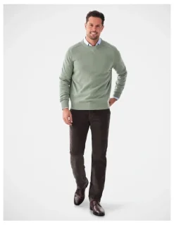 GAZMAN Lambswool Crew in Sage