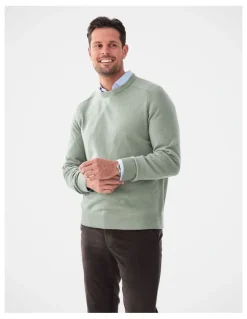 GAZMAN Lambswool Crew in Sage