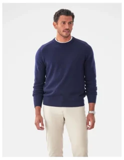 GAZMAN Lambswool Crew Navy