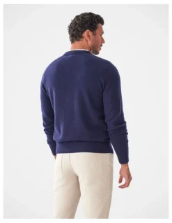 GAZMAN Lambswool Crew Navy
