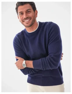 GAZMAN Lambswool Crew Navy